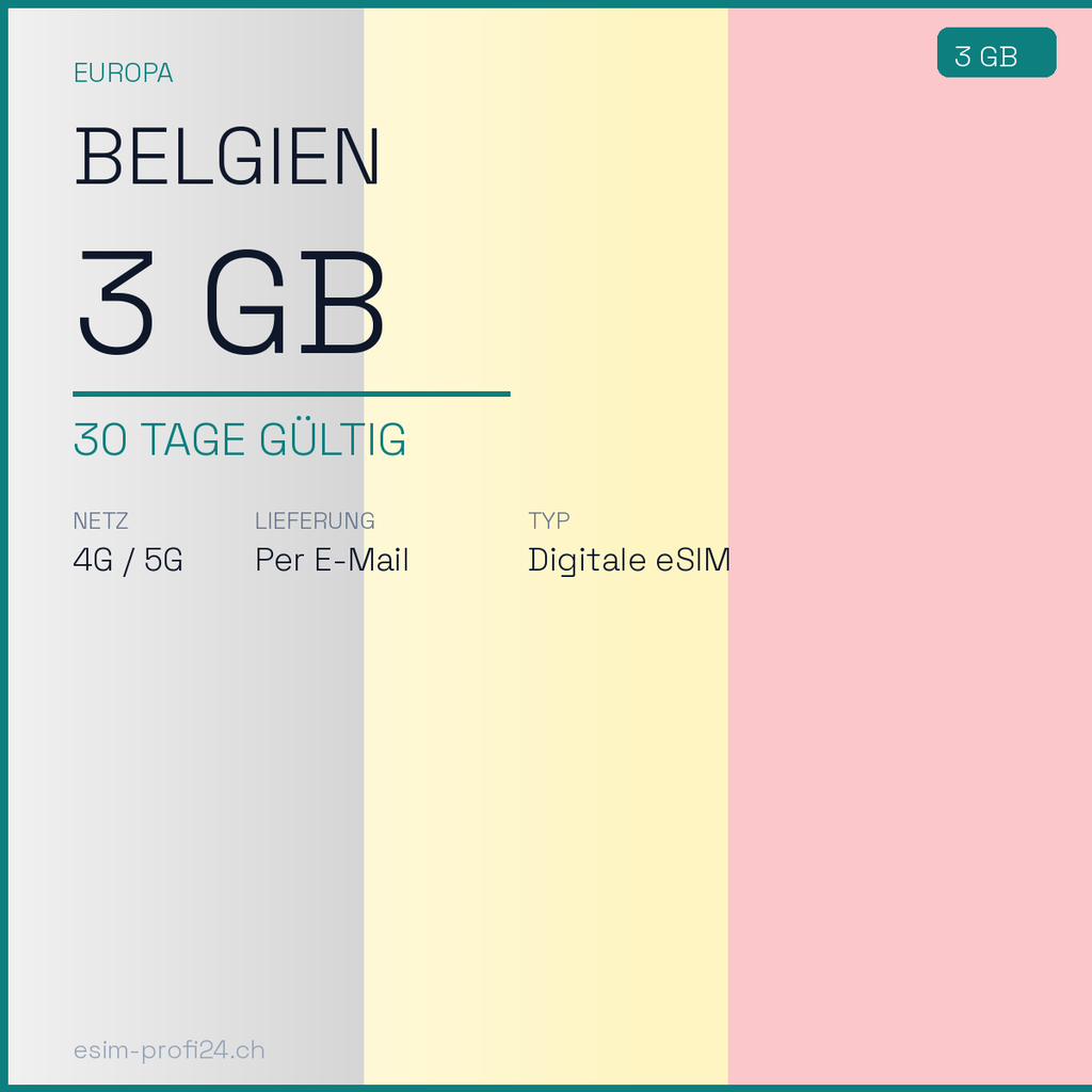 eSIM Belgien – 3 GB / 30 Tage
