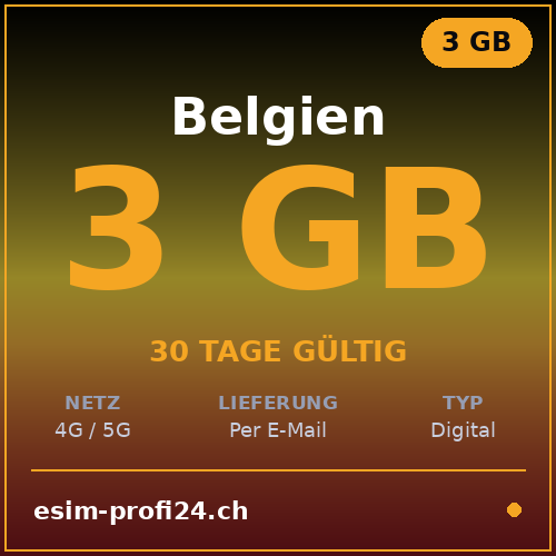 eSIM Belgien – 3 GB / 30 Tage — eSIM Datenpaket kaufen, sofort per E-Mail | eSIMProfi24