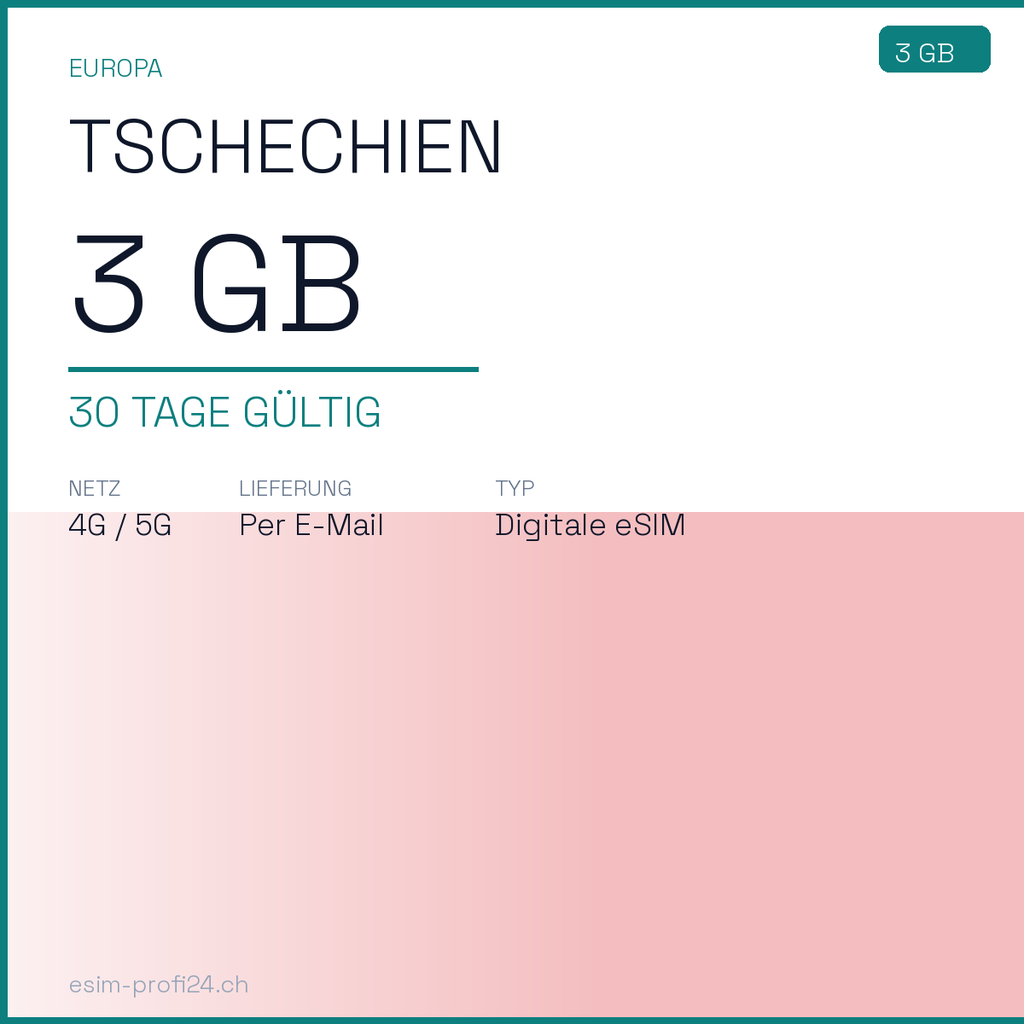 eSIM Tchéquie – 3 Go / 30 jours — eSIM Datenpaket kaufen, sofort per E-Mail | eSIMProfi24