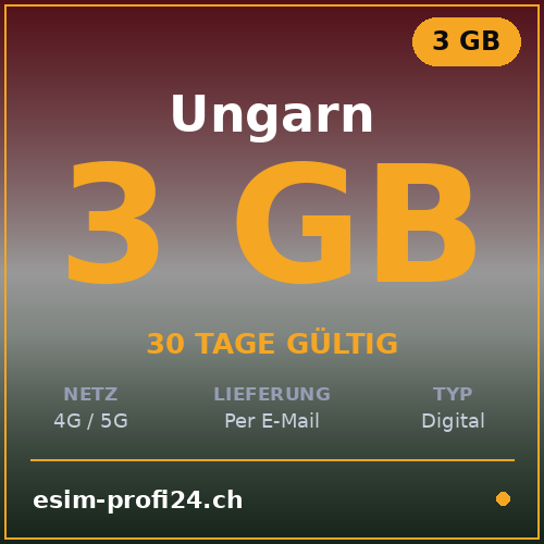 eSIM Ungheria – 3 GB / 30 giorni — eSIM Datenpaket kaufen, sofort per E-Mail | eSIMProfi24