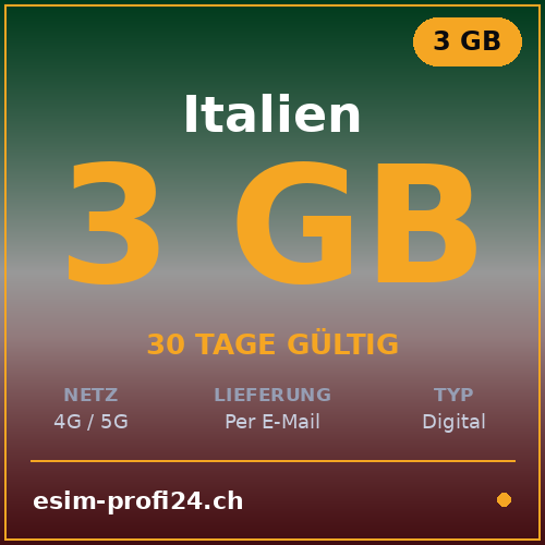 eSIM Italien – 3 GB / 30 Tage