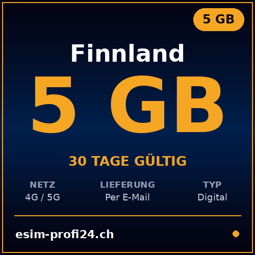 eSIM Finlande – 5 Go / 30 jours — eSIM Datenpaket kaufen, sofort per E-Mail | eSIMProfi24