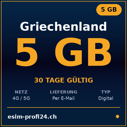eSIM Greece – 5 GB / 30 days — eSIM Datenpaket kaufen, sofort per E-Mail | eSIMProfi24