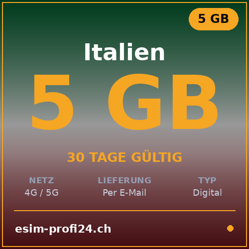 eSIM Italia – 5 GB / 30 giorni — eSIM Datenpaket kaufen, sofort per E-Mail | eSIMProfi24
