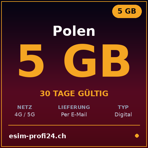 eSIM Polen – 5 GB / 30 Tage — eSIM Datenpaket kaufen, sofort per E-Mail | eSIMProfi24
