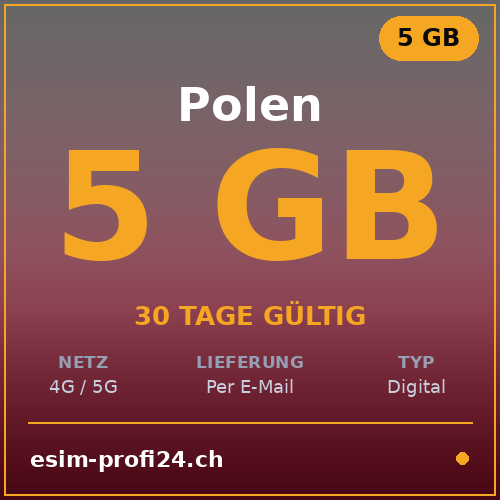 eSIM Polen – 5 GB / 30 Tage — eSIM Datenpaket kaufen, sofort per E-Mail | eSIMProfi24