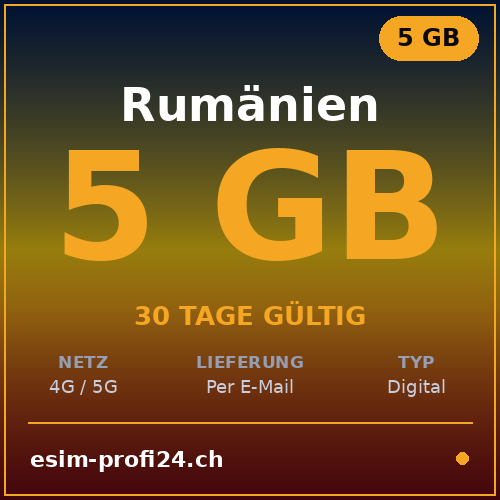 eSIM Romania – 5 GB / 30 giorni — eSIM Datenpaket kaufen, sofort per E-Mail | eSIMProfi24