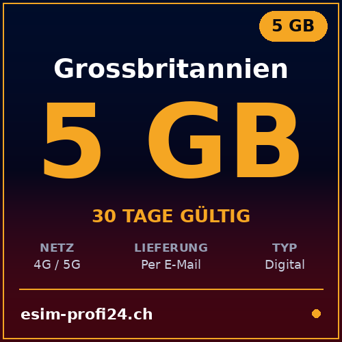 eSIM United Kingdom – 5 GB / 30 days — eSIM Datenpaket kaufen, sofort per E-Mail | eSIMProfi24