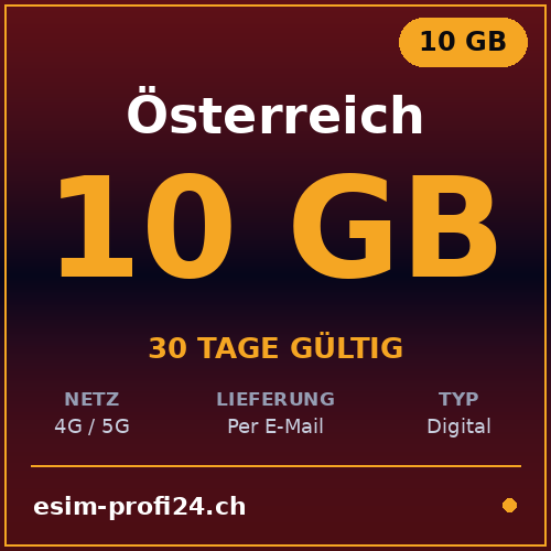 eSIM Austria – 10 GB / 30 days — eSIM Datenpaket kaufen, sofort per E-Mail | eSIMProfi24