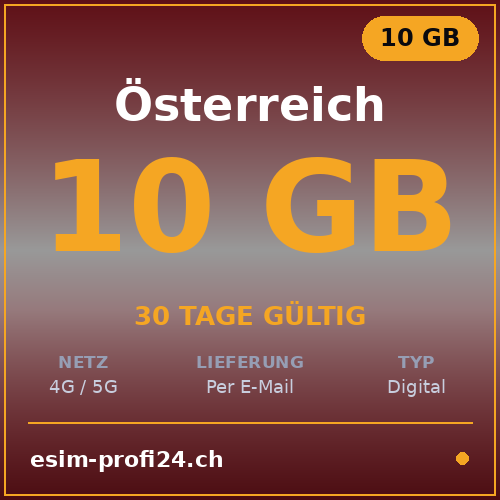 eSIM Austria – 10 GB / 30 giorni — eSIM Datenpaket kaufen, sofort per E-Mail | eSIMProfi24