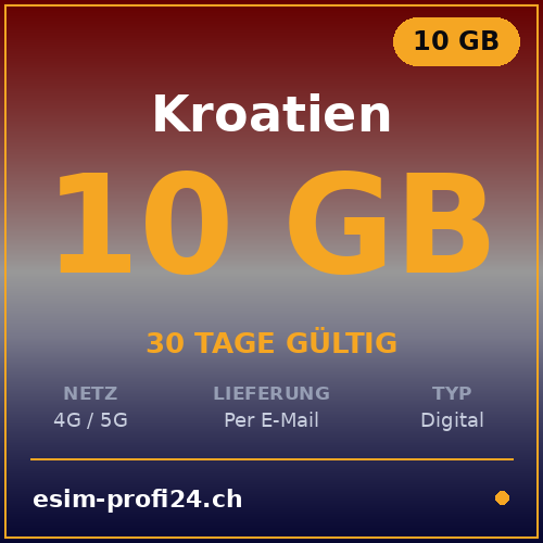 eSIM Croatie – 10 Go / 30 jours — eSIM Datenpaket kaufen, sofort per E-Mail | eSIMProfi24