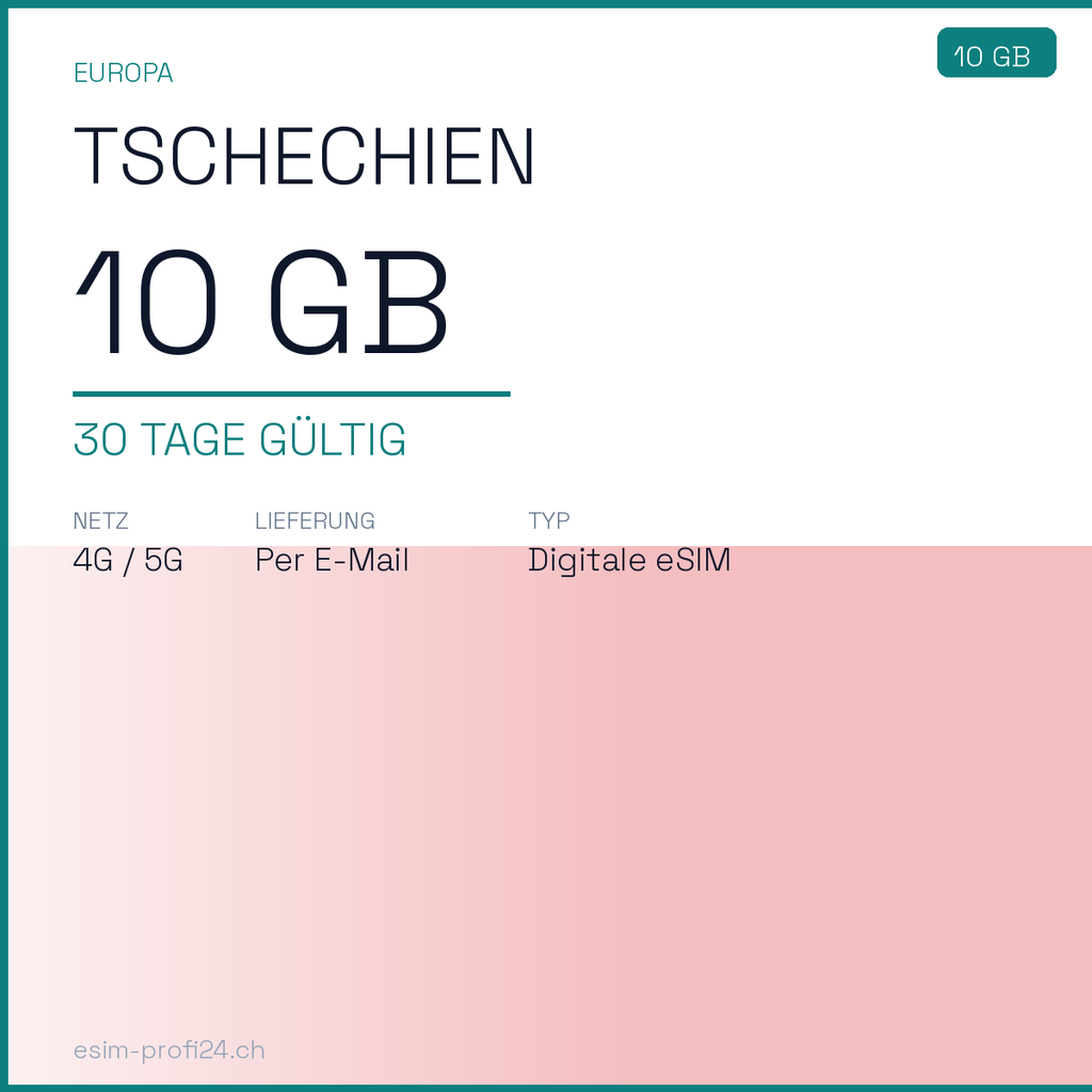 eSIM Czechia – 10 GB / 30 days — eSIM Datenpaket kaufen, sofort per E-Mail | eSIMProfi24