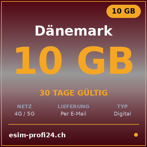 eSIM Danemark – 10 Go / 30 jours — eSIM Datenpaket kaufen, sofort per E-Mail | eSIMProfi24