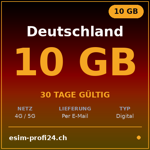eSIM Germania – 10 GB / 30 giorni — eSIM Datenpaket kaufen, sofort per E-Mail | eSIMProfi24