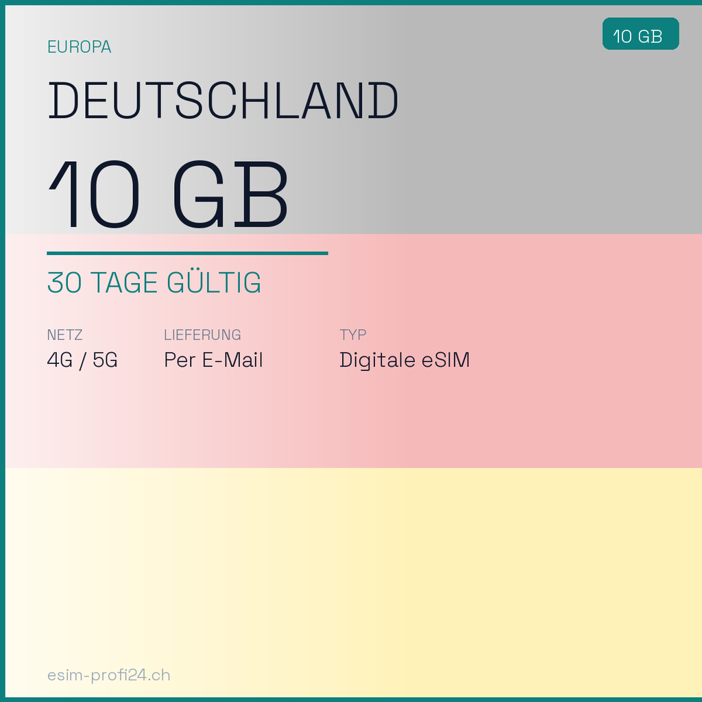 eSIM Germany – 10 GB / 30 days — eSIM Datenpaket kaufen, sofort per E-Mail | eSIMProfi24