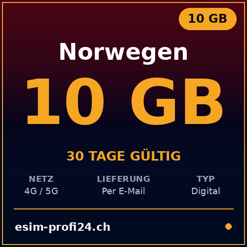 eSIM Norway – 10 GB / 30 days — eSIM Datenpaket kaufen, sofort per E-Mail | eSIMProfi24