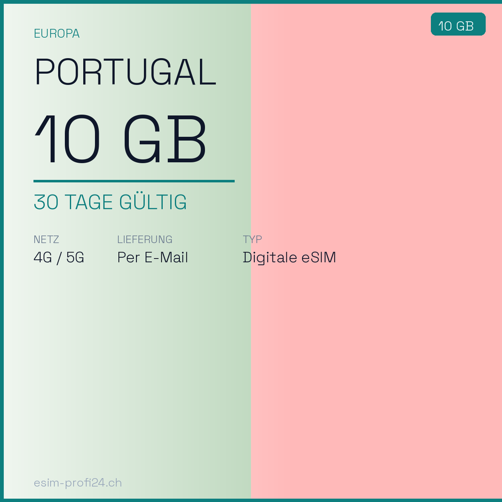 eSIM Portugal – 10 GB / 30 days — eSIM Datenpaket kaufen, sofort per E-Mail | eSIMProfi24