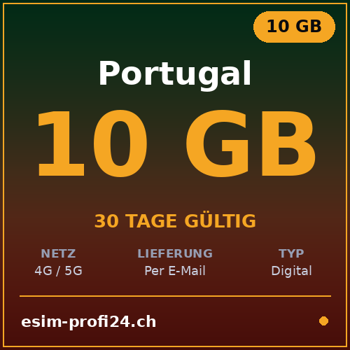 eSIM Portugal – 10 Go / 30 jours — eSIM Datenpaket kaufen, sofort per E-Mail | eSIMProfi24
