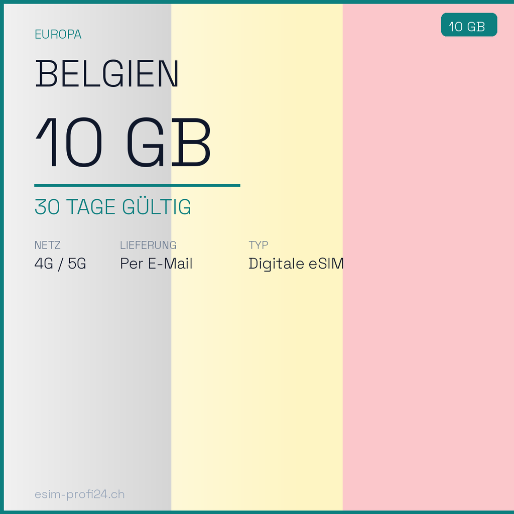 eSIM Belgium – 10 GB / 30 days — eSIM Datenpaket kaufen, sofort per E-Mail | eSIMProfi24