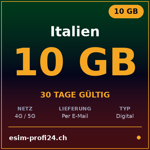 eSIM Italia – 10 GB / 30 giorni — eSIM Datenpaket kaufen, sofort per E-Mail | eSIMProfi24