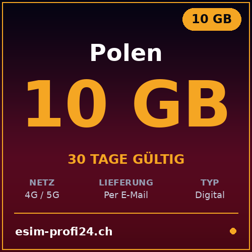 eSIM Polen – 10 GB / 30 Tage — eSIM Datenpaket kaufen, sofort per E-Mail | eSIMProfi24