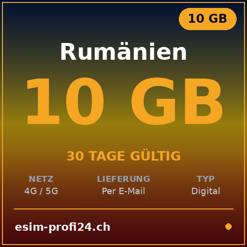 eSIM Romania – 10 GB / 30 giorni — eSIM Datenpaket kaufen, sofort per E-Mail | eSIMProfi24