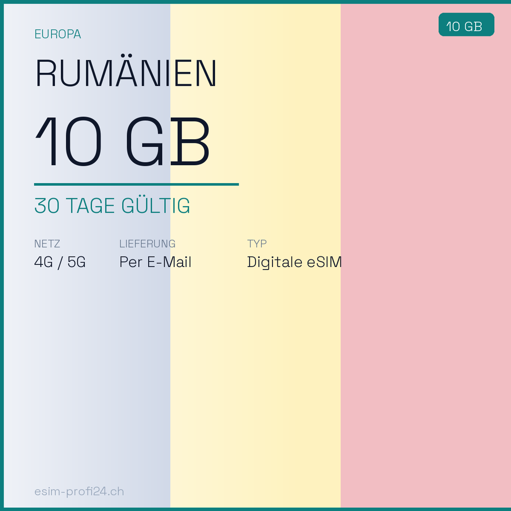 eSIM Rumänien – 10 GB / 30 Tage