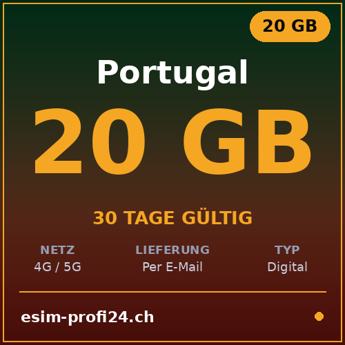 eSIM Portogallo – 20 GB / 30 giorni — eSIM Datenpaket kaufen, sofort per E-Mail | eSIMProfi24