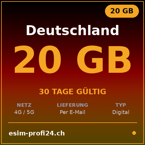 eSIM Allemagne – 20 Go / 30 jours — eSIM Datenpaket kaufen, sofort per E-Mail | eSIMProfi24
