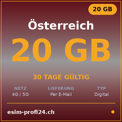 eSIM Austria – 20 GB / 30 giorni — eSIM Datenpaket kaufen, sofort per E-Mail | eSIMProfi24
