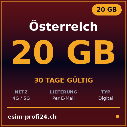 eSIM Austria – 20 GB / 30 giorni — eSIM Datenpaket kaufen, sofort per E-Mail | eSIMProfi24