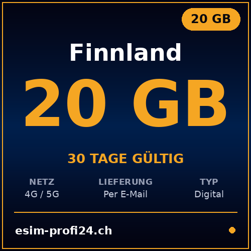 eSIM Finlande – 20 Go / 30 jours