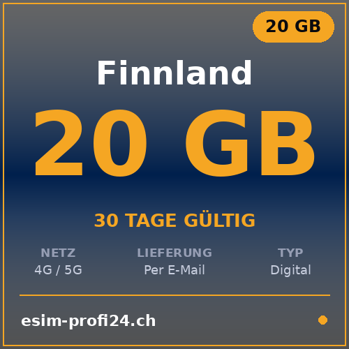 eSIM Finlande – 20 Go / 30 jours