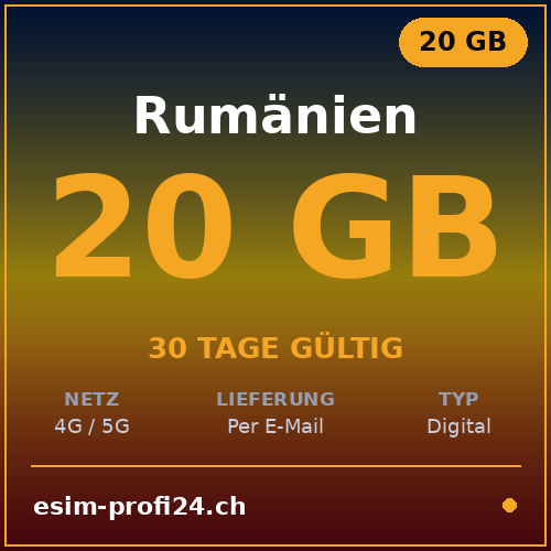 eSIM Roumanie – 20 Go / 30 jours — eSIM Datenpaket kaufen, sofort per E-Mail | eSIMProfi24