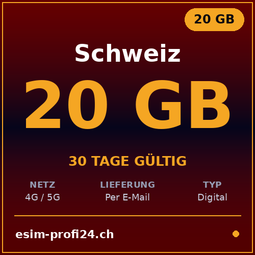 eSIM Suisse – 20 Go / 30 jours