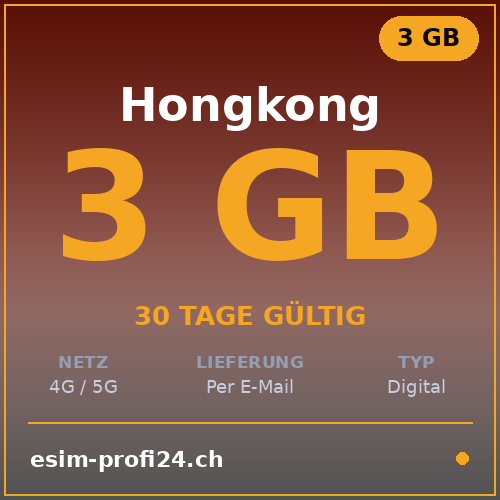 eSIM Hong Kong – 3 GB / 30 giorni