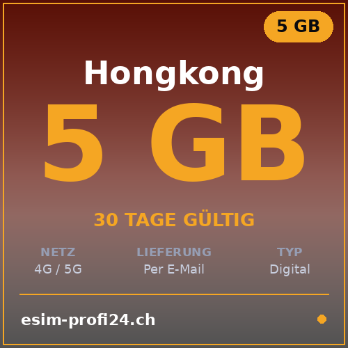 eSIM Hong Kong – 5 Go / 30 jours — eSIM Datenpaket kaufen, sofort per E-Mail | eSIMProfi24