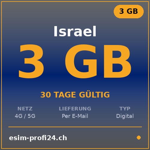 eSIM Israele – 3 GB / 30 giorni — eSIM Datenpaket kaufen, sofort per E-Mail | eSIMProfi24