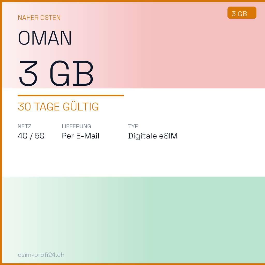 eSIM Oman – 3 Go / 30 jours — eSIM Datenpaket kaufen, sofort per E-Mail | eSIMProfi24