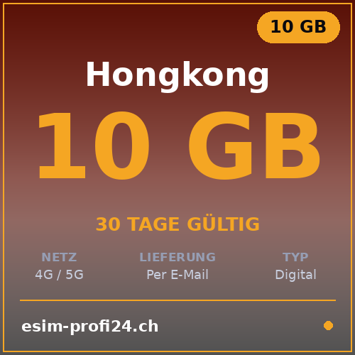 eSIM Hong Kong – 10 GB / 30 giorni — eSIM Datenpaket kaufen, sofort per E-Mail | eSIMProfi24