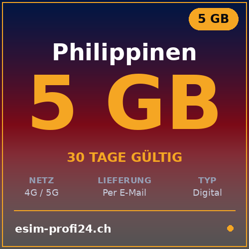 eSIM Philippines – 5 Go / 30 jours — eSIM Datenpaket kaufen, sofort per E-Mail | eSIMProfi24