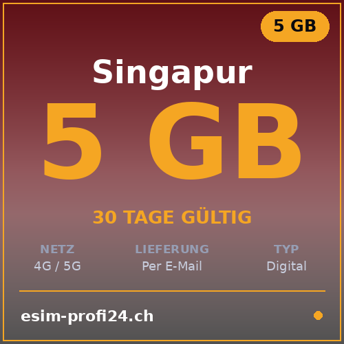 eSIM Singapore – 5 GB / 30 giorni — eSIM Datenpaket kaufen, sofort per E-Mail | eSIMProfi24