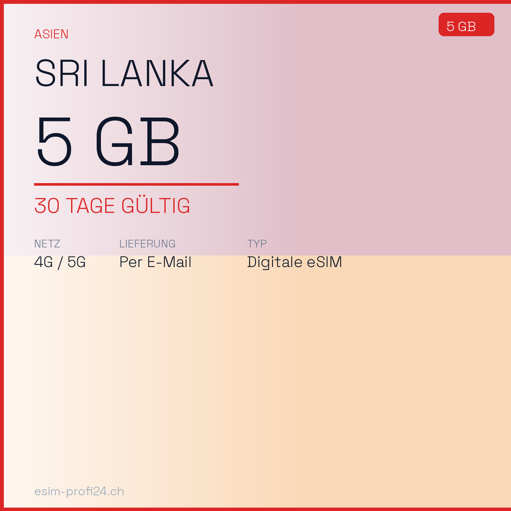 eSIM Sri Lanka – 5 Go / 30 jours — eSIM Datenpaket kaufen, sofort per E-Mail | eSIMProfi24