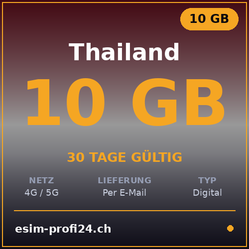 eSIM Thailandia – 10 GB / 30 giorni — eSIM Datenpaket kaufen, sofort per E-Mail | eSIMProfi24