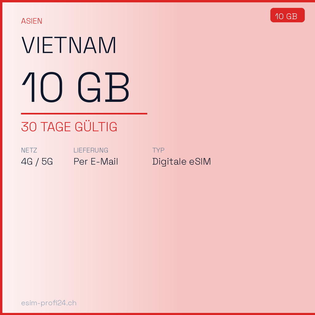 eSIM Vietnam – 10 GB / 30 Tage
