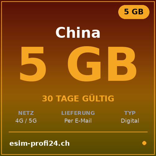 eSIM Cina – 5 GB / 30 giorni