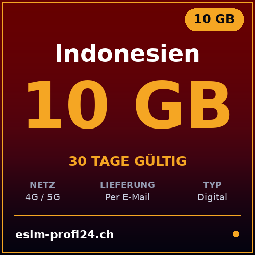 eSIM Indonesia – 10 GB / 30 days — eSIM Datenpaket kaufen, sofort per E-Mail | eSIMProfi24
