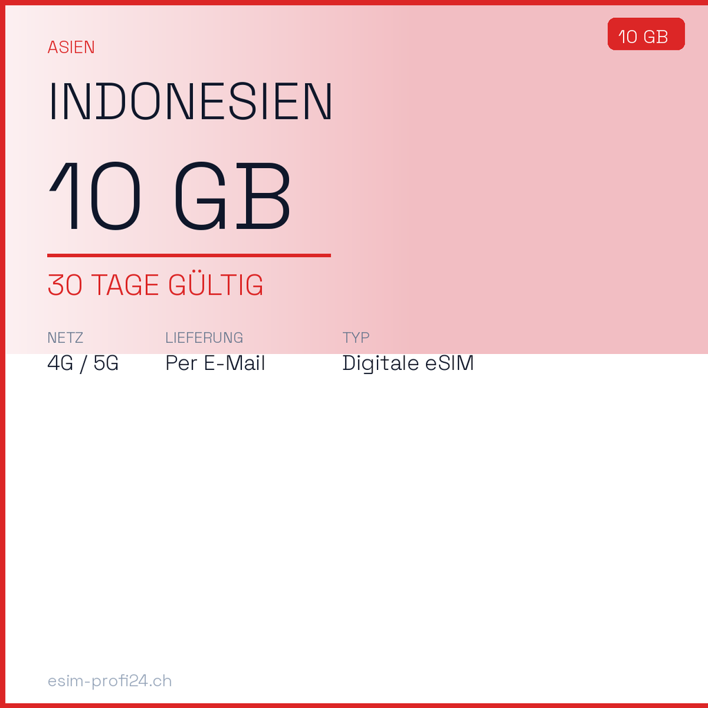 eSIM Indonesia – 10 GB / 30 days — eSIM Datenpaket kaufen, sofort per E-Mail | eSIMProfi24