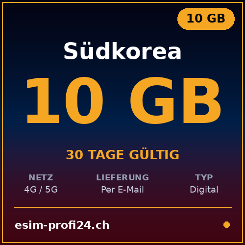 eSIM South Korea – 10 GB / 30 days — eSIM Datenpaket kaufen, sofort per E-Mail | eSIMProfi24