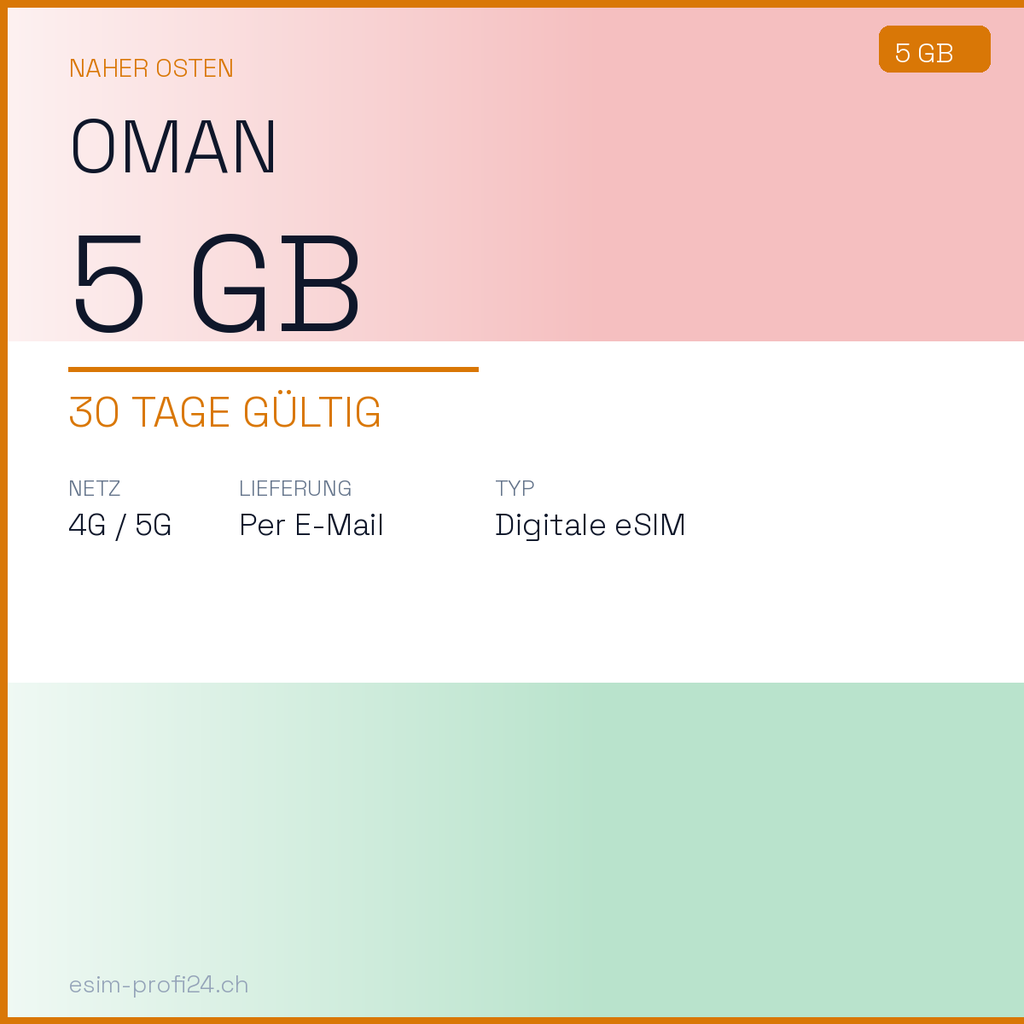 eSIM Oman – 5 GB / 30 giorni — eSIM Datenpaket kaufen, sofort per E-Mail | eSIMProfi24